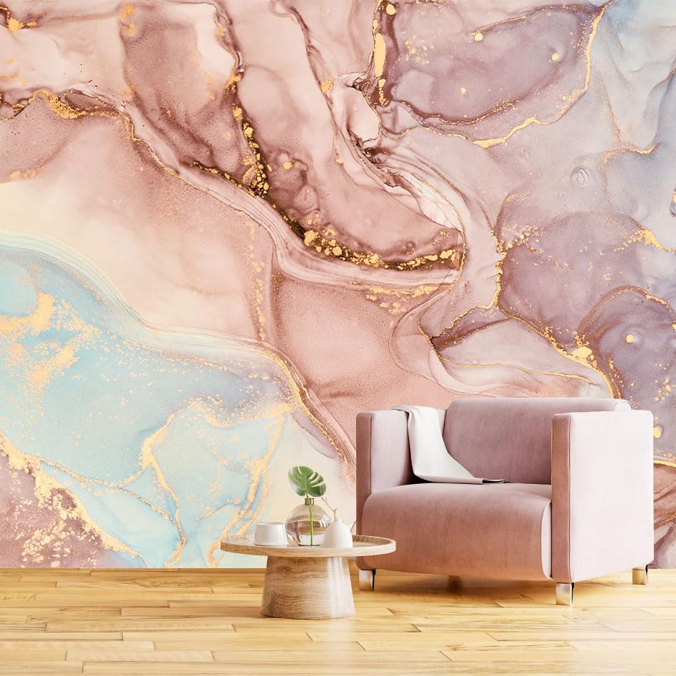 Pink Marble Wallpaper Abstract Texture Wall Mural for Bedroom Living Room
