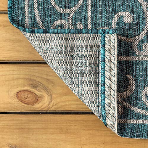 Vintage Filigree Indoor Outdoor Area Rug 3X5 Teal