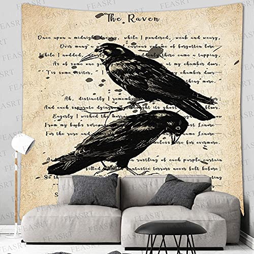 The Raven Tapestry Gothic Rustic Home Wall Tapestry
