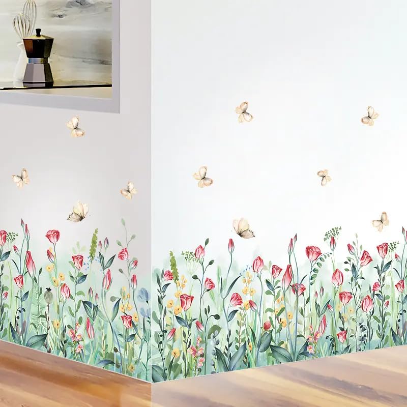Set of 28x20 Inch Size Hello Spring Summer Window Cling Sticker Tulip (93 Count)