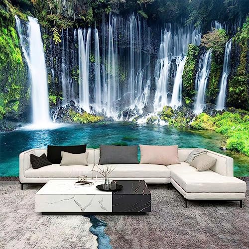 Green Waterfall Wall Mural Landscape Wallpaper for Bathroom Bedroom (51.53 Sq Ft)