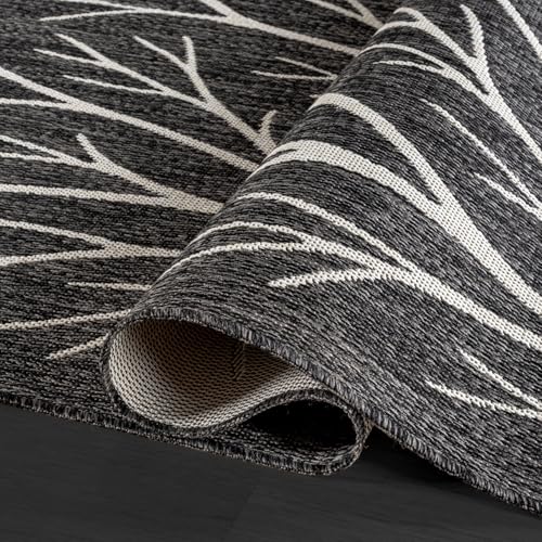 Washable Indoor Outdoor Rug 8x10 Modern Area Rugs Branch Pattern Non Shedding Waterproof Easy Clean Patio Deck Porch Living Room Bedroom Garden RV (80 Sq Ft)