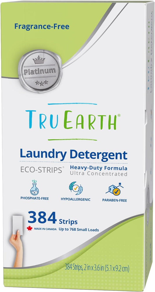 Tru Earth Platinum - Heavy Duty Laundry Detergent Sheets - Up to 768 Loads (384 Count), Fragrance Free - Ultra-Concentrated - Eco-Friendly Laundry Sheets - HavenBliss Decor