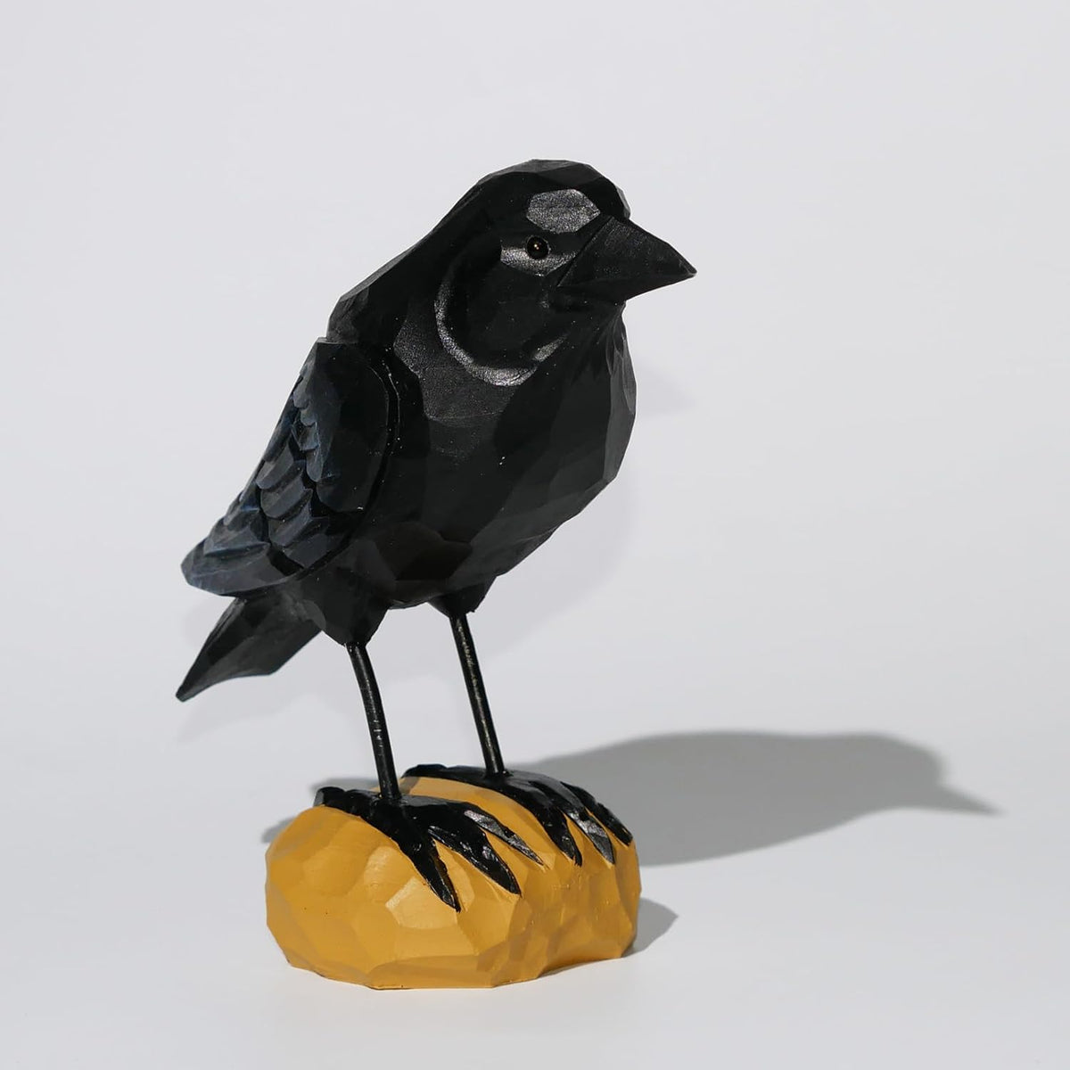 Wood Crow Figurine Black Raven Decor Small Animal Statues Carving Sculpture Ornament Bird Gifts - HavenBliss Decor