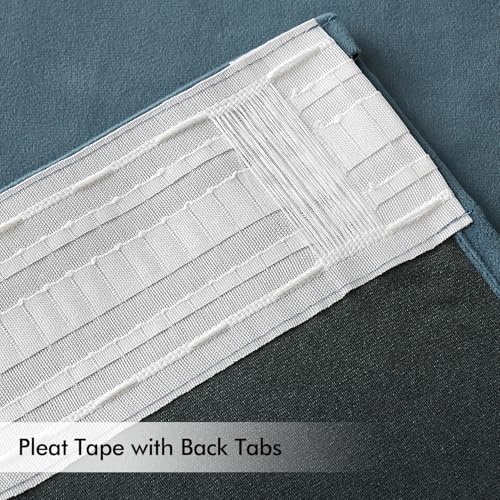 Stone Blue Velvet Pinch Pleat Blackout Curtains W52 X L108 Inches (2 Count)