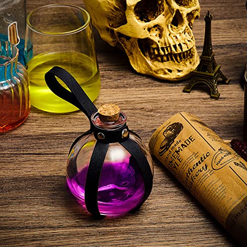 6 Pcs Halloween Glass Potion Bottles with Cork Belt (6 Count)