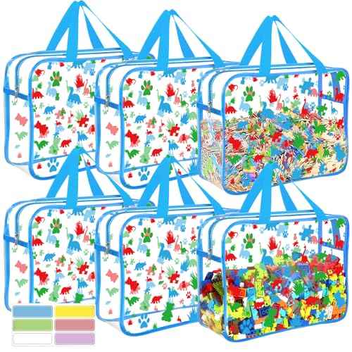 6 Packs Large Toy Storage Bags with Labels (6 Count)