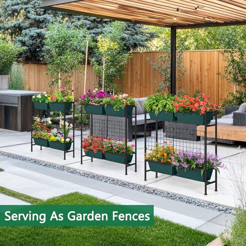 Vertical Raised Garden Beds 32.4" Tall Planter Raised Beds Boxes Patio Herb Garden Planter Outdoor with Metal Fences Legs for Small Climbing Plant Gardening Vegetables Patio Balcony Porch