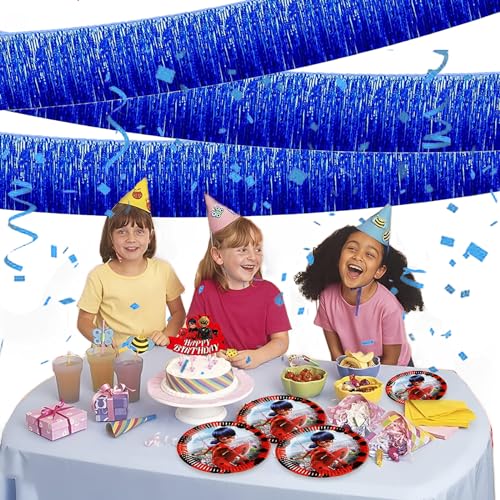 Blue Foil Fringe Garland 10FT 6packs for Parade Float Decorations (60 Foot)