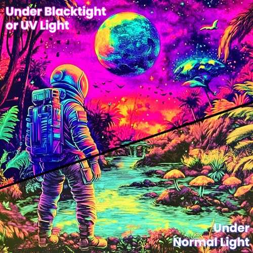 Astronaut Space Blacklight Tapestry 79"x59"