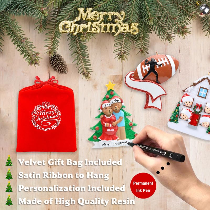 Personalized Bear Family of 4 Christmas Ornament 2026