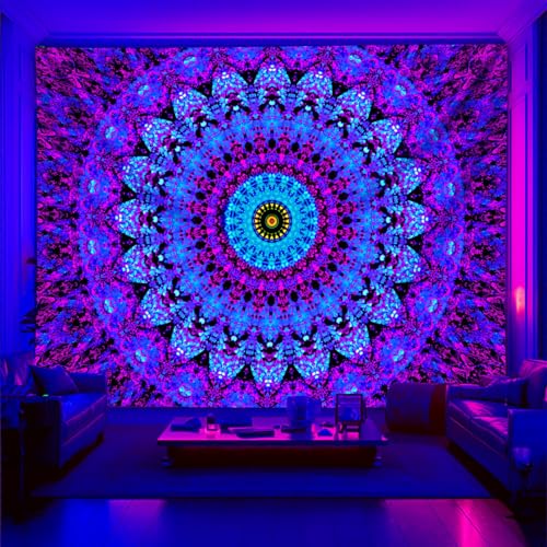 Blacklight Mandala Boho Tapestry