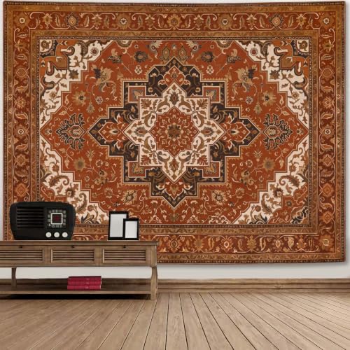 Vintage Floral Tapestry Wall Hanging Hippie Indian Bohemian Mandala Tapestry Aesthetic Retro Carpet Brown Large Tapestries for Mural Bedroom Living Room Dorm Decor 80 x 60 Inch
