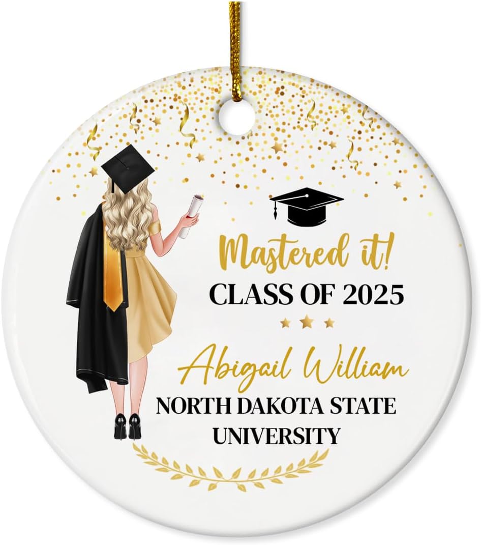 Personalized Graduation Ornament Class of 2024 Graduate Christmas Ceramic Ornaments Graduation Keepsake Gifts Xmas Tree Decorations
