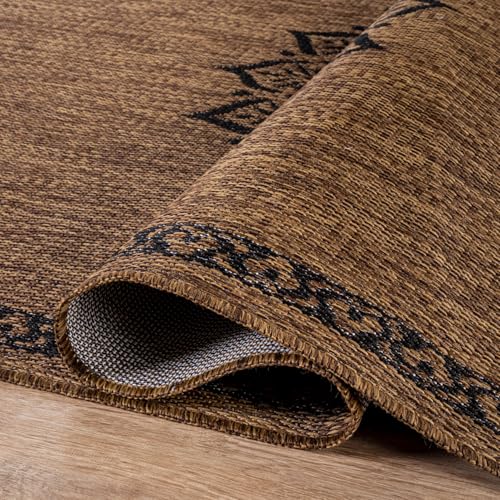 Outdoor Rug 9x12 Medallion Gold Modern Large Area Rugs for Indoor and Outdoor Patios Kitchen and Hallway Mats Washable Porch Deck Outside Carpet (108 Sq Ft)