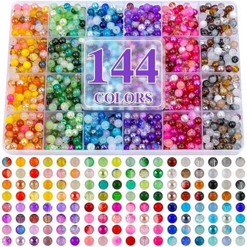 About 1200PCS 6mm Glass Beads Bracelet Making Set (1200 Count)