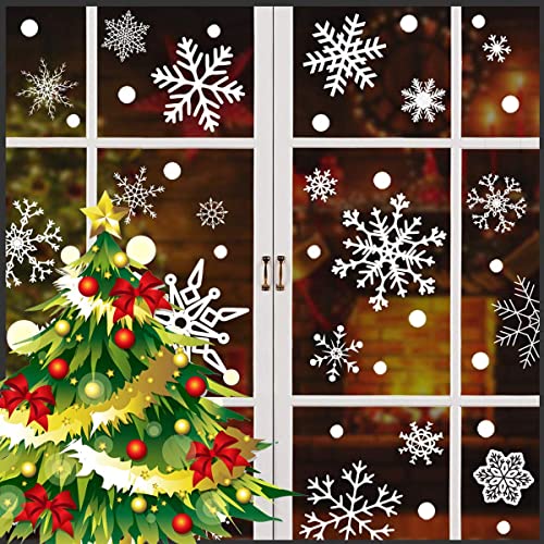 318 Pcs Christmas Snowflakes Clings Decoration Set (12 Count)