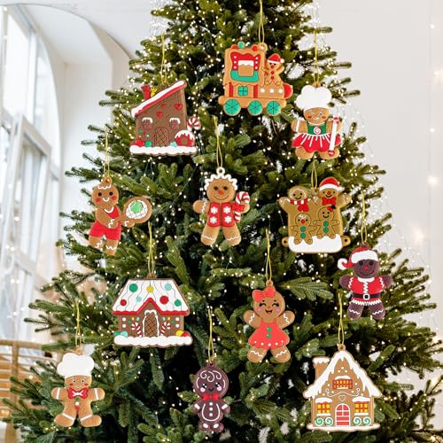 12pcs Gingerbread Man Ornaments for Christmas Tree (12 Count)