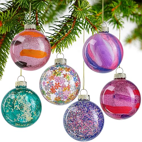 6pcs Glass Christmas Ball Ornament 2.4In Glittering Christmas Tree Ornament (6 Count)