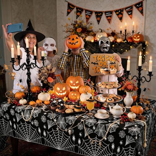 Halloween Tablecloth Plastic Black Spider Web Disposable Table Cover
