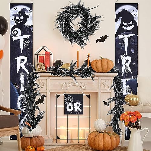 2Pcs 5.8Ft Artificial Boston Fern Garland Greenery Vine Black White (5.8 Foot)