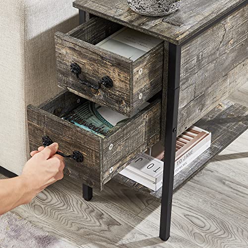 End Tables Narrow Nightstands with Charging Station & USB Ports &Drawers