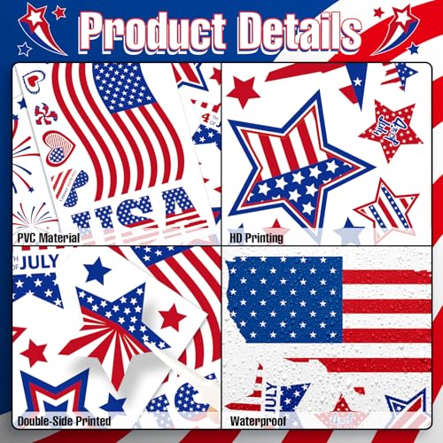 4th of July Decorations Patriotic Window Clings (111 Count)