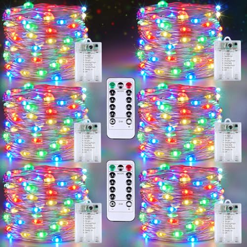 6 Pack Fairy Lights Battery Operated with Remote Twinkle Lights Multicolor (6 Count)