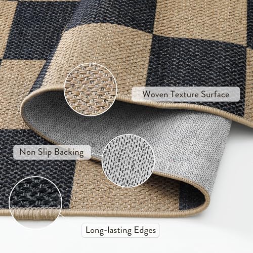Checkered Easy Jute 5x7 Outdoor Patio Rug