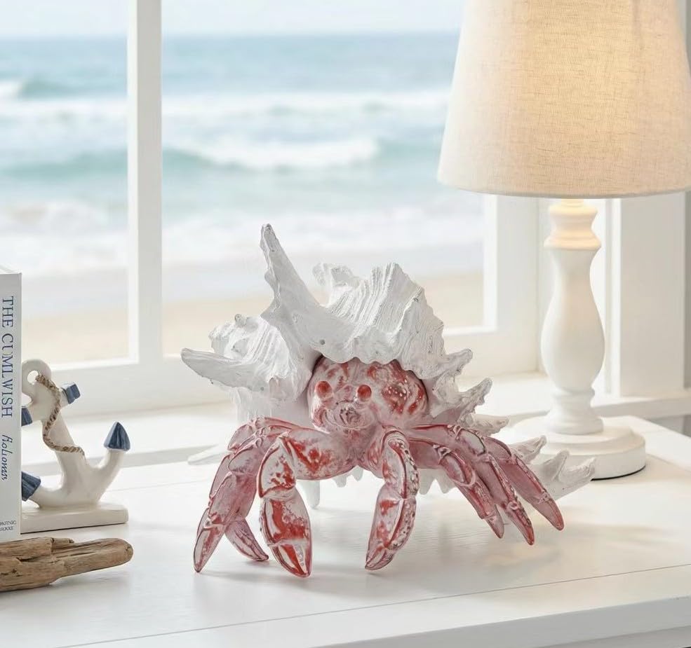 Hermit Crab with Shell Beach Coastal Statue for Home Shelf Decor (500 Count)