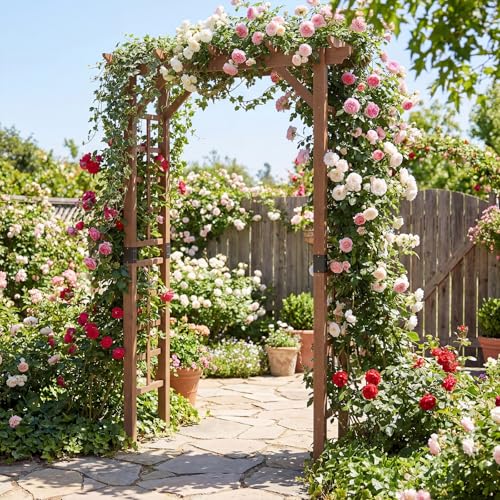 7FT Wood Garden Arbor Trellis