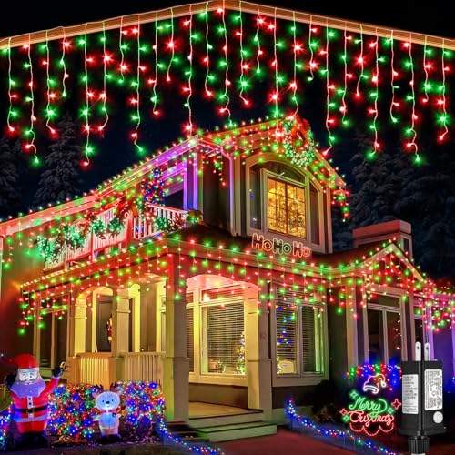 Red and Green Christmas Lights Outdoor Icicle Lights for Outside 66ft 640L