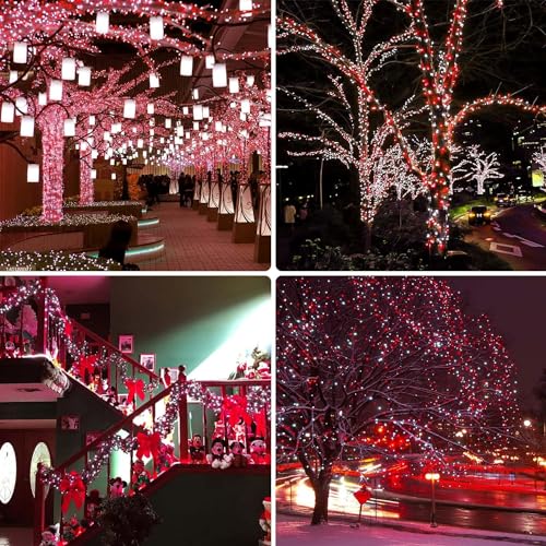 75.8FT 200 LED Extendable Red White Christmas String Lights Indoor Outdoor