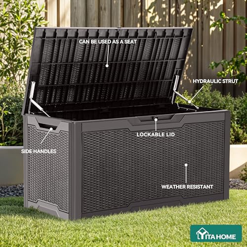 100 Gallon Large Resin Deck Box Outdoor Storage Boxes for Patio