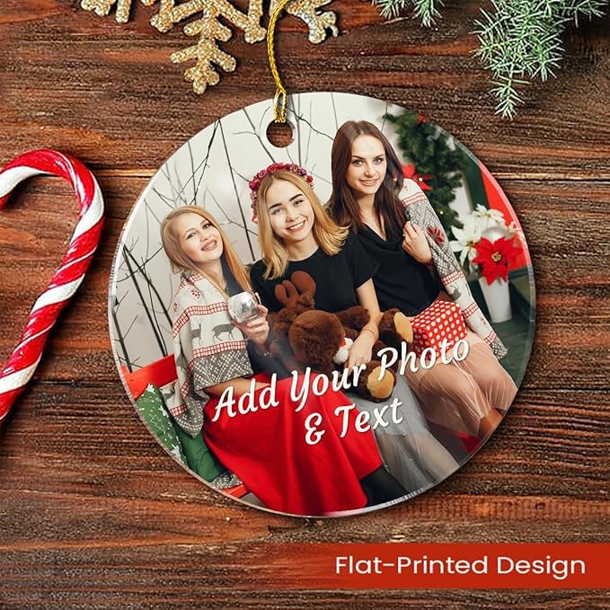 Personalized Best Friend Photo Christmas Ornament Bestie Round Acrylic Ornament with Picture