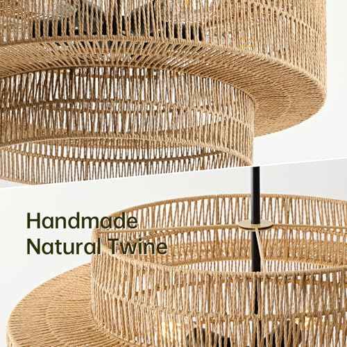 24" Rattan Chandelier for Dining Room