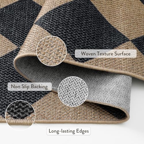 Checkered Easy Jute Outdoor Patio Rug