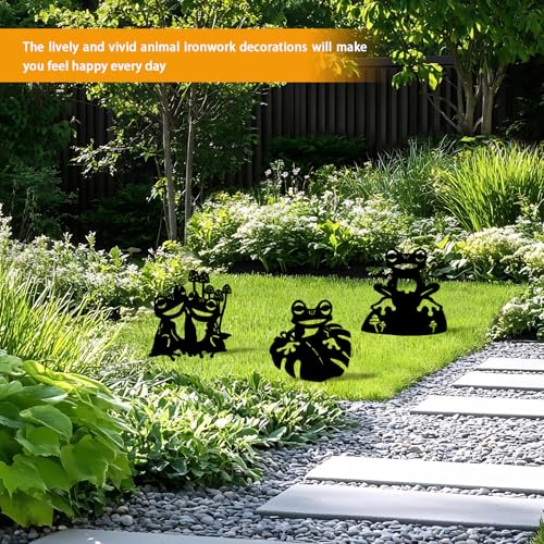3 Pack Frog Metal Garden Decorative Stakes (3 Count)