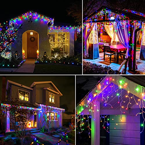 Colored Christmas Lights Outdoor 66ft 640 LED Icicle Lights for Outside