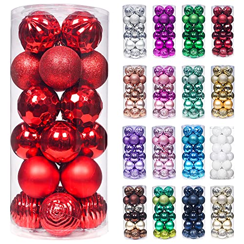 60mm 2.36" Christmas Ball Ornaments Shatterproof Christmas Ornaments Set Decorations for Xmas Tree Balls (24 Count)