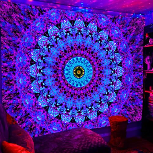 Blacklight Mandala Boho Tapestry