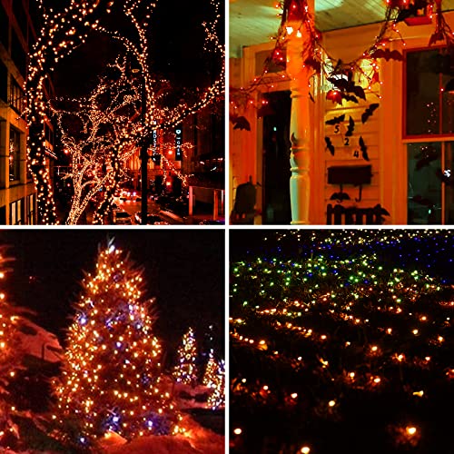 Brown Wire Orange 100 Incandescent Bulb Mini String Lights for Indoor Halloween Tree Home Party Festival Decoration (100 Count)