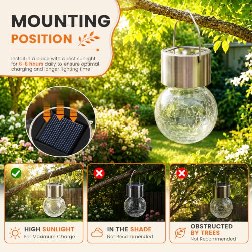 Solar Hanging Lights Outside Solar Christmas Decoration Light 16Pc (16 Count)