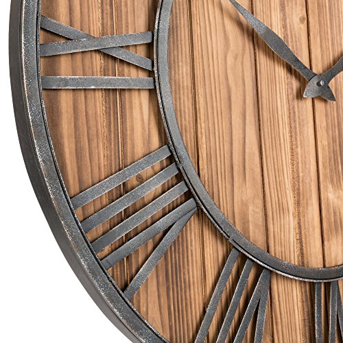Oldtown Farmhouse Metal & Solid Wood Noiseless Wall Clock