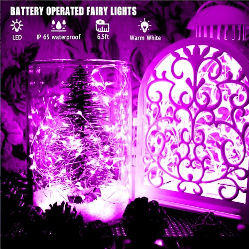 6 Pack Fairy Lights Battery Operated 10ft Silver Wire 30LEDs Pink (6 Count)