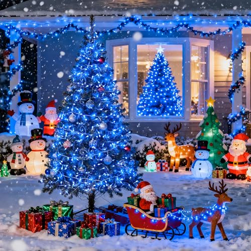8 Modes 163 FT 500 LED Blue Christmas Lights Outdoor Waterproof (163 Foot)