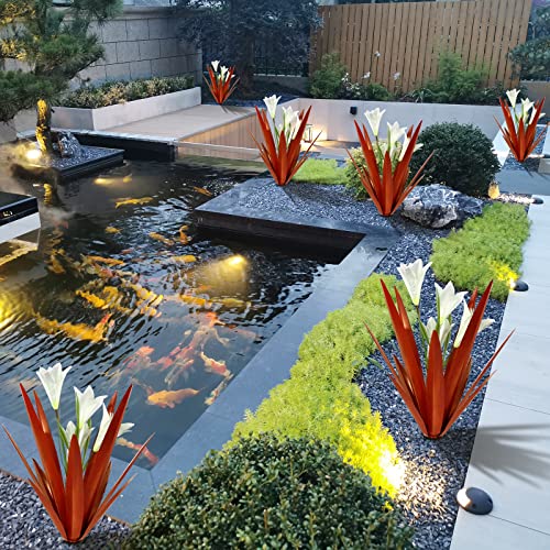Metal Agave Plant Outdoor Decoration Lily Mexican Yard Art Garden Statue (3 Count)