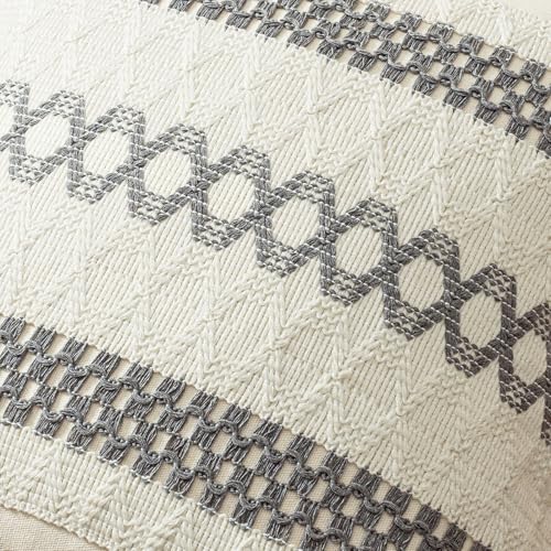 Set of 2 Gray Boho Decorative Pillow Covers 20x20 Inch (2 Count)