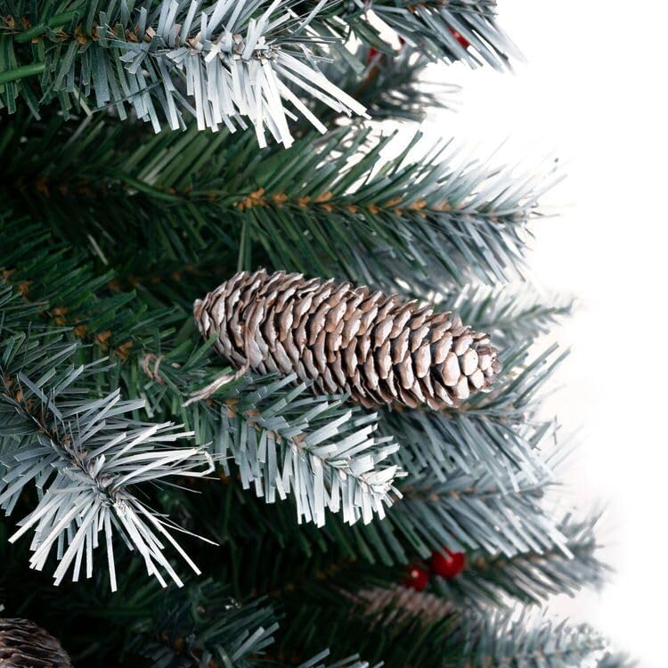 4.5ft Snow Flocked Spruce Christmas Tree with 200 Warm Lights and Metal Stand