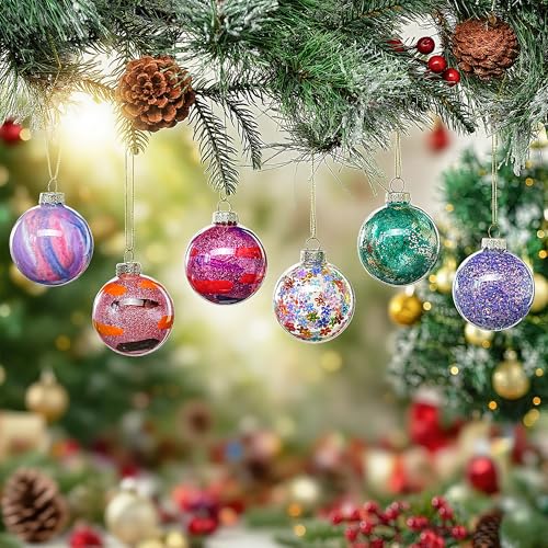 6pcs Glass Christmas Ball Ornament 2.4In Glittering Christmas Tree Ornament (6 Count)
